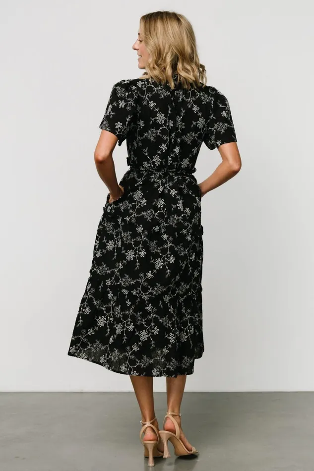 Women Bump Friendly Baltic Born Odeya Tiered Midi Dress Black White Women Bump Friendly Baltic Born Odeya Tiered Midi Dress Black White