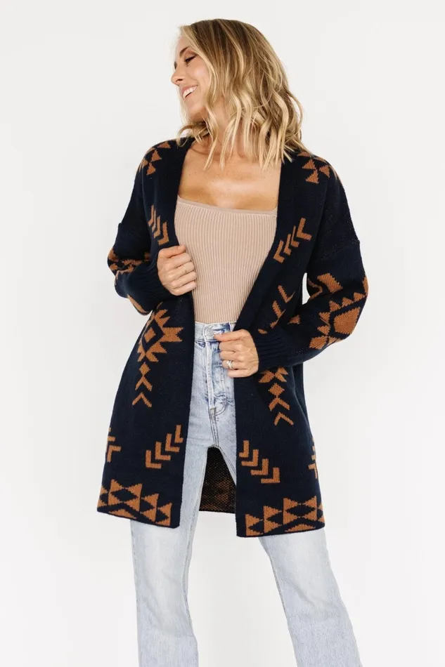 Women Cardigans Baltic Born Hays Oversized Cardigan Navy Camel