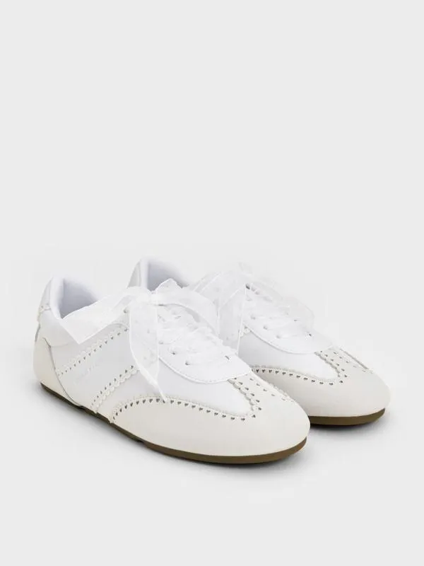 Women Cece Heart SheerLace Sneakers 8211 White CHARLES and KEITH Sneakers
