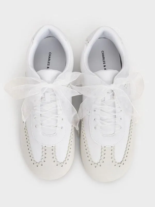 Women Cece Heart SheerLace Sneakers 8211 White CHARLES and KEITH Sneakers