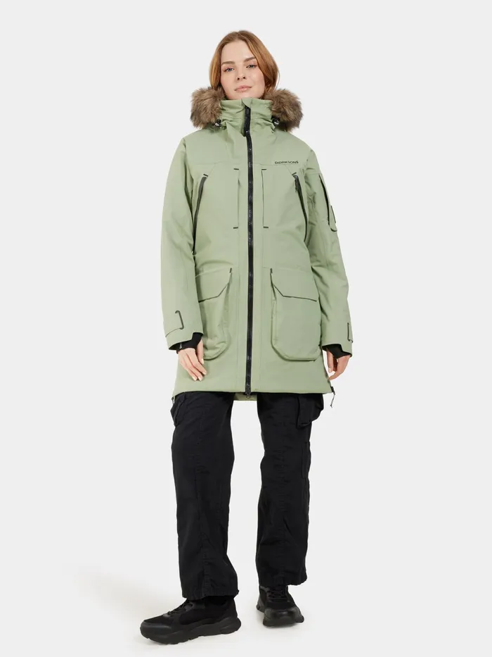 Women Ceres Parka Light Moss Didriksons Autumn Jackets