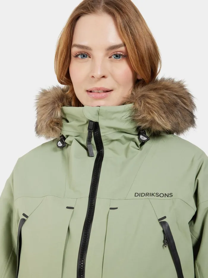Women Ceres Parka Light Moss Didriksons Autumn Jackets