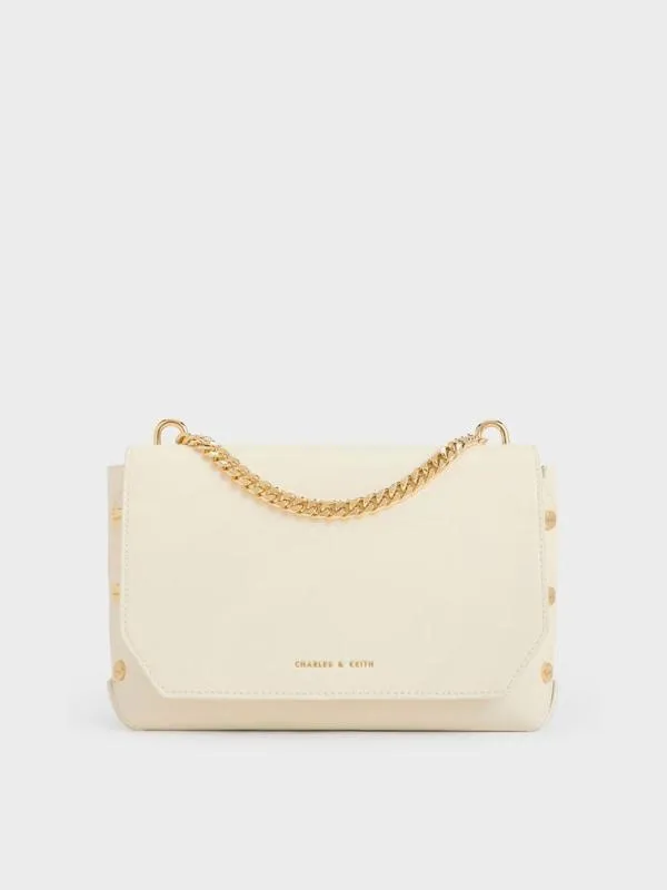 Women Clea ChainHandle Bag 8211 Cream CHARLES and KEITH Shoulder Bags