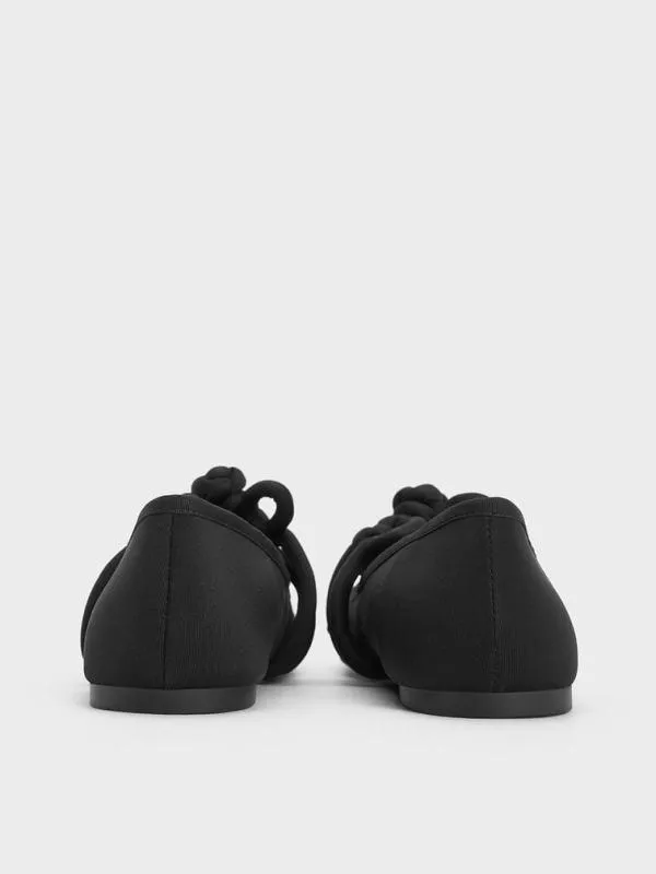 Women CloverKnot Mary Jane Flats 8211 Black Textured CHARLES and KEITH Flats