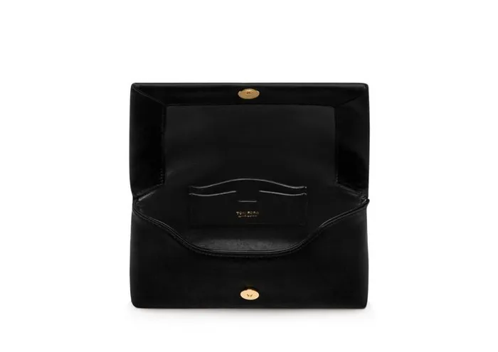 Women Clutches Tom Ford Satin Label Mini Chain Bag Black