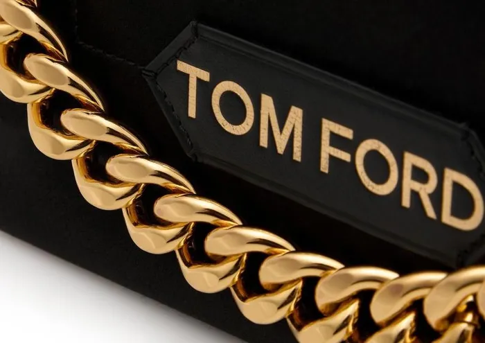 Women Clutches Tom Ford Satin Label Mini Chain Bag Black