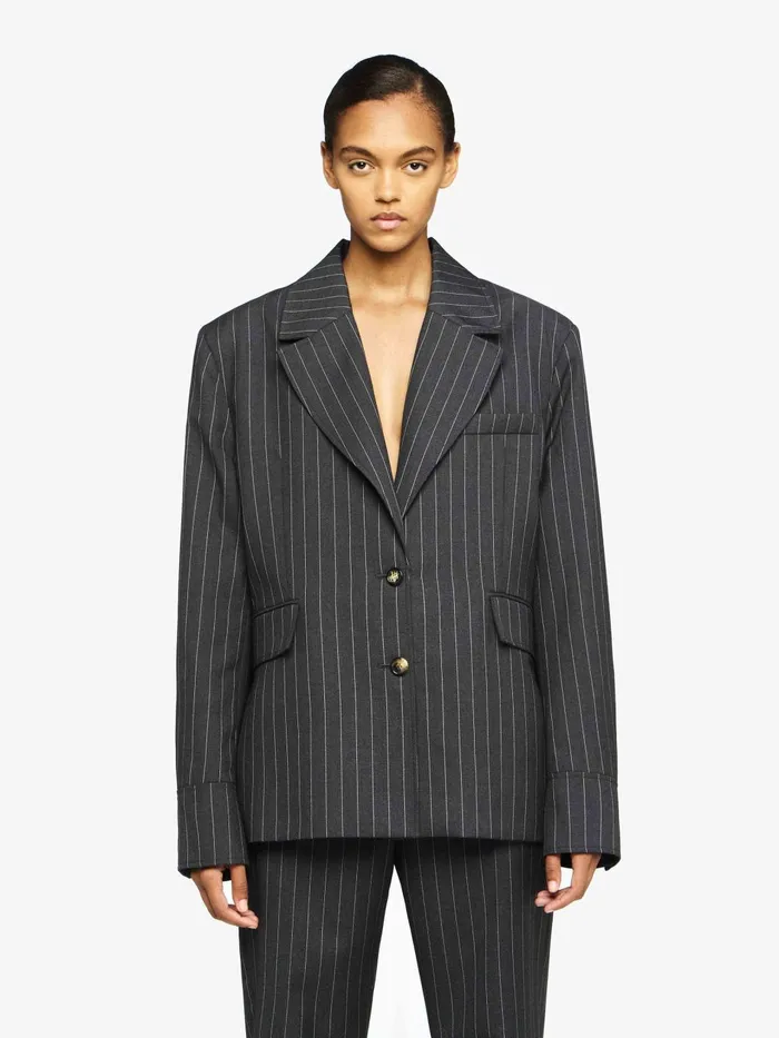 Women Coats and Jackets JW Anderson OPEN BACK TAILORED SHIRT BLAZER Mid Grey Melange