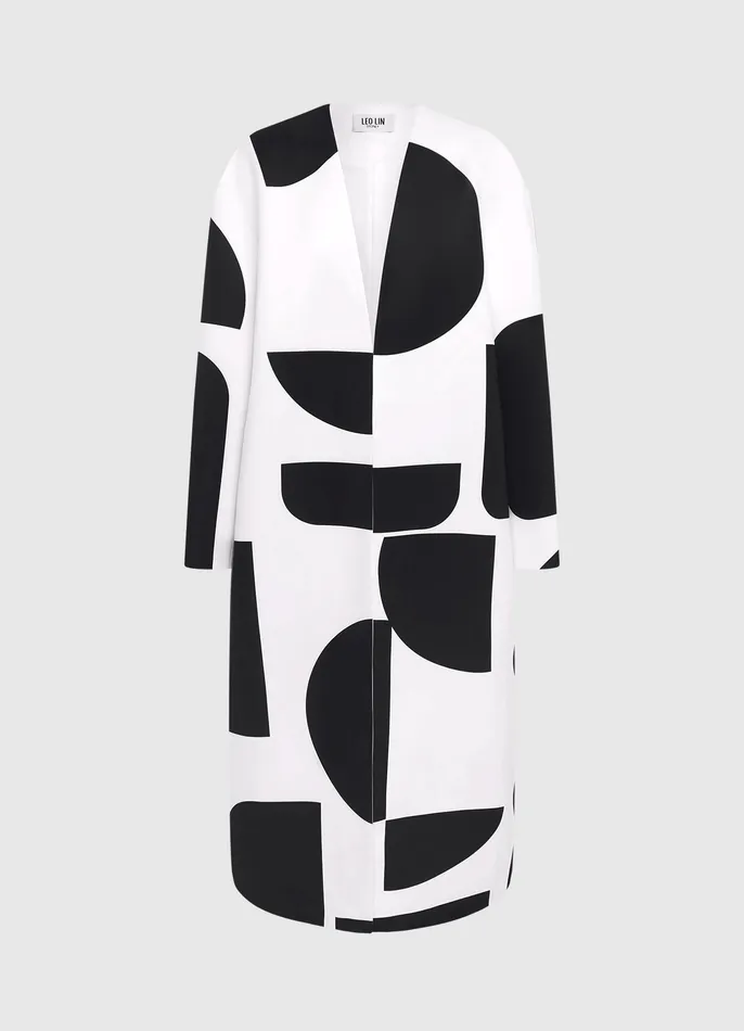 Women Coats and Jackets LEO LIN Zina Cocoon Coat 8211 Geo Print