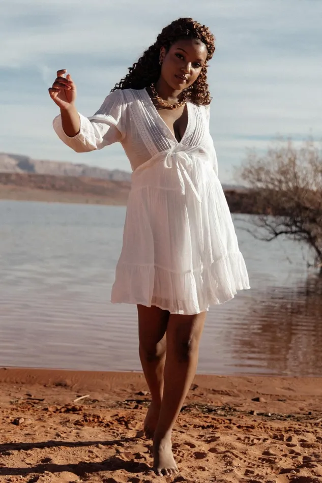 Women Cover Ups Baltic Born Amelia Boho Mini Dress Off White