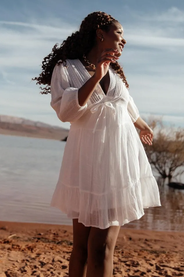 Women Cover Ups Baltic Born Amelia Boho Mini Dress Off White
