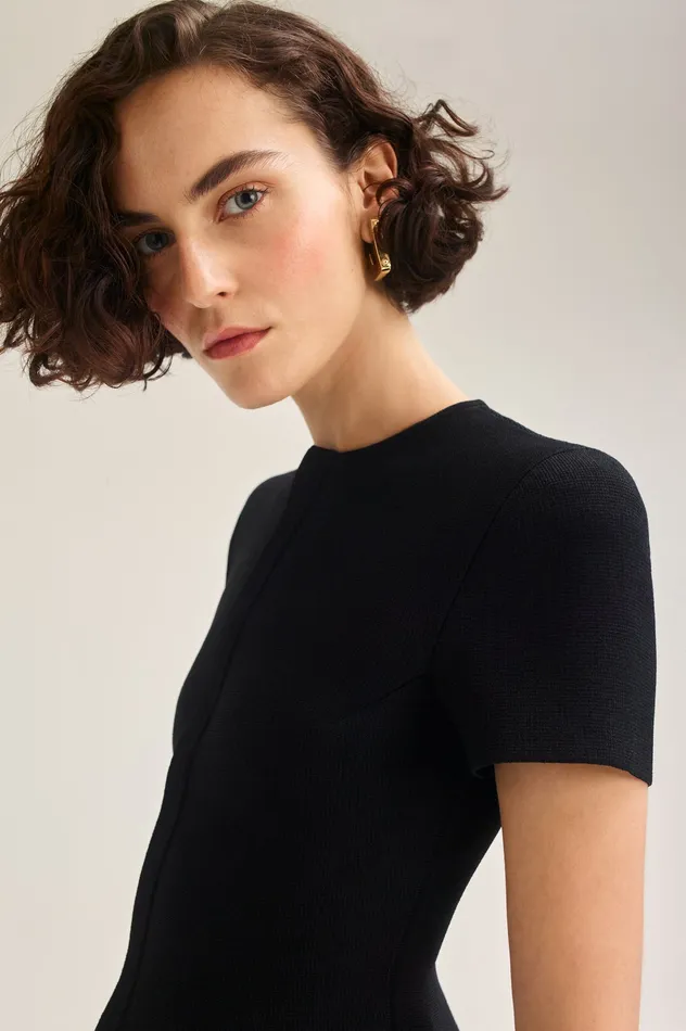 Women CREPE KNIT SHORT SLEEVE PEPLUM JACKET BLACK Jackets Scanlan Theodore Women CREPE KNIT SHORT SLEEVE PEPLUM JACKET BLACK Jackets Scanlan Theodore