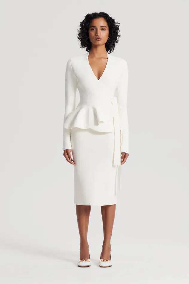 Women CREPE KNIT WRAP JACKET CREAM Jackets Scanlan Theodore