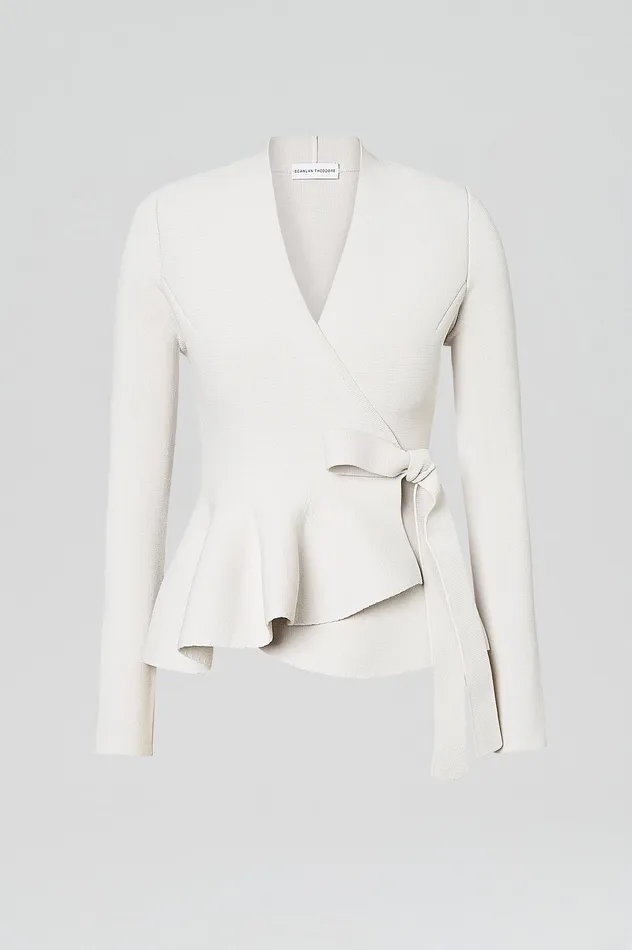 Women CREPE KNIT WRAP JACKET CREAM Jackets Scanlan Theodore Women CREPE KNIT WRAP JACKET CREAM Jackets Scanlan Theodore