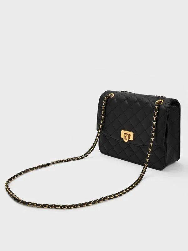 Women Cressida Quilted Chain Strap Bag 8211 Black CHARLES and KEITH Clutches