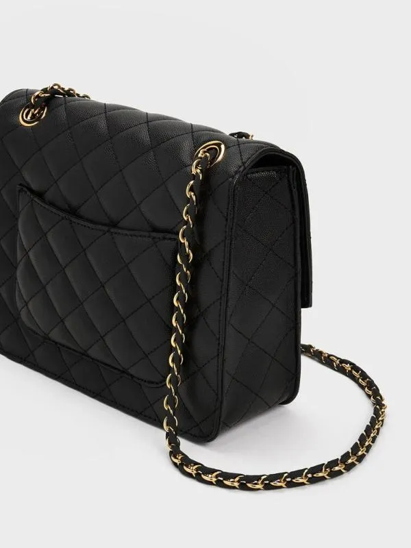 Women Cressida Quilted Chain Strap Bag 8211 Black CHARLES and KEITH Clutches