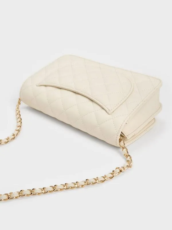 Women Cressida Quilted PushLock Clutch 8211 Cream CHARLES and KEITH Clutches