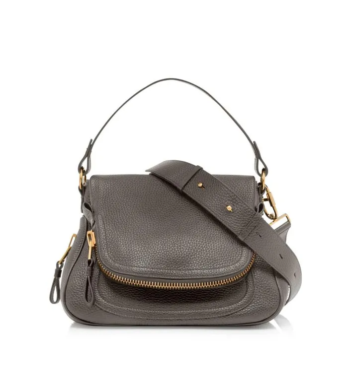 Women Cross Body Bags Tom Ford Grain Leather Jennifer Medium Double Strap Bag Graphite
