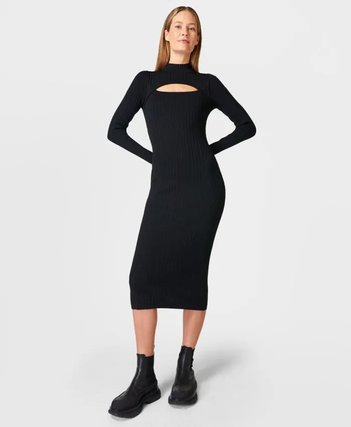 Women Cutaway Knitted Dress Black Sweaty Betty Dresses and Jumpsuits