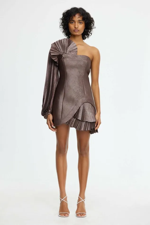 Women DARTMOOR MINI DRESS Coffee Metallic Acler Mini Dresses