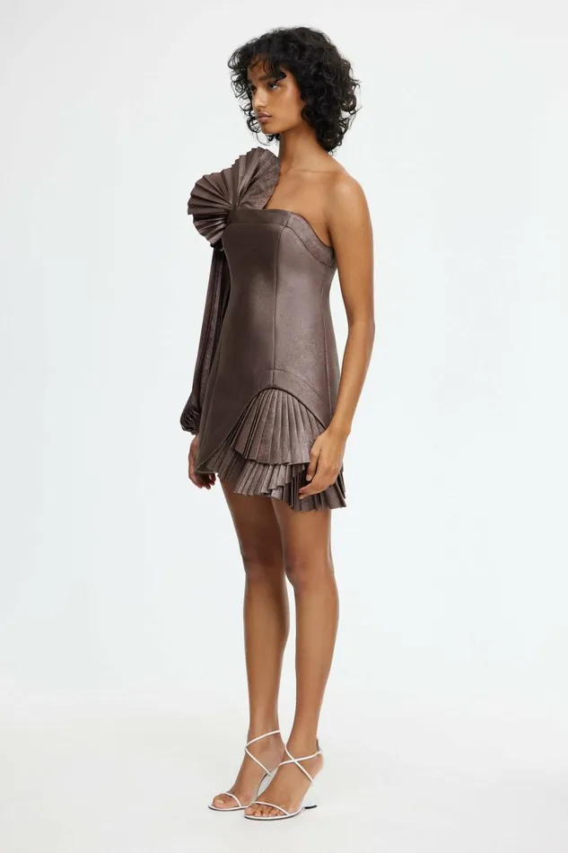 Women DARTMOOR MINI DRESS Coffee Metallic Acler Mini Dresses