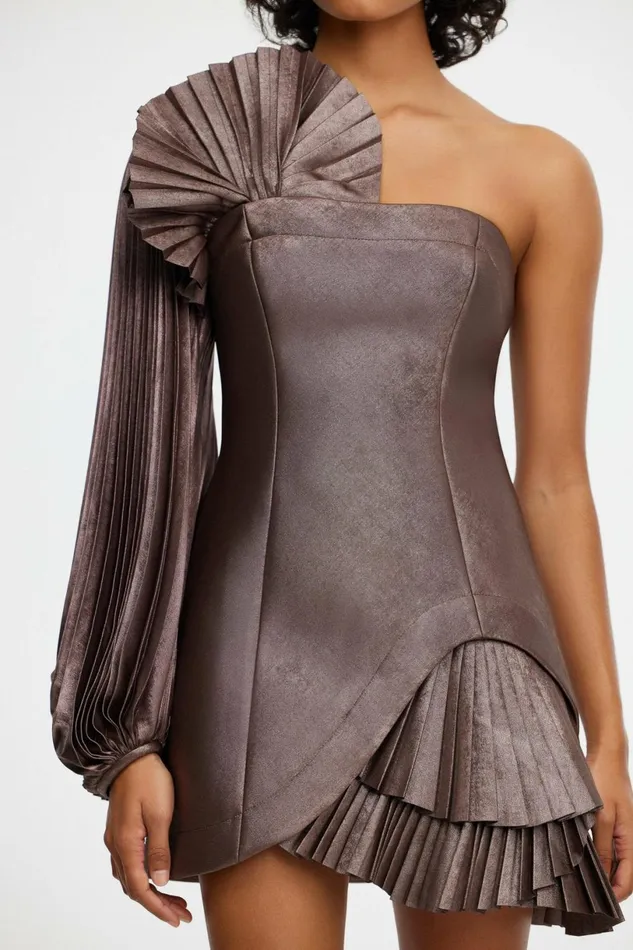 Women DARTMOOR MINI DRESS Coffee Metallic Acler Mini Dresses