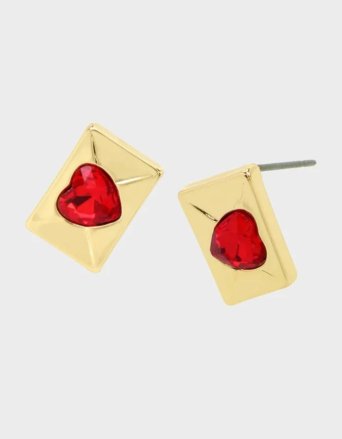 Women DEAR BETSEY ENVELOPE STUDS RED Betsey Johnson