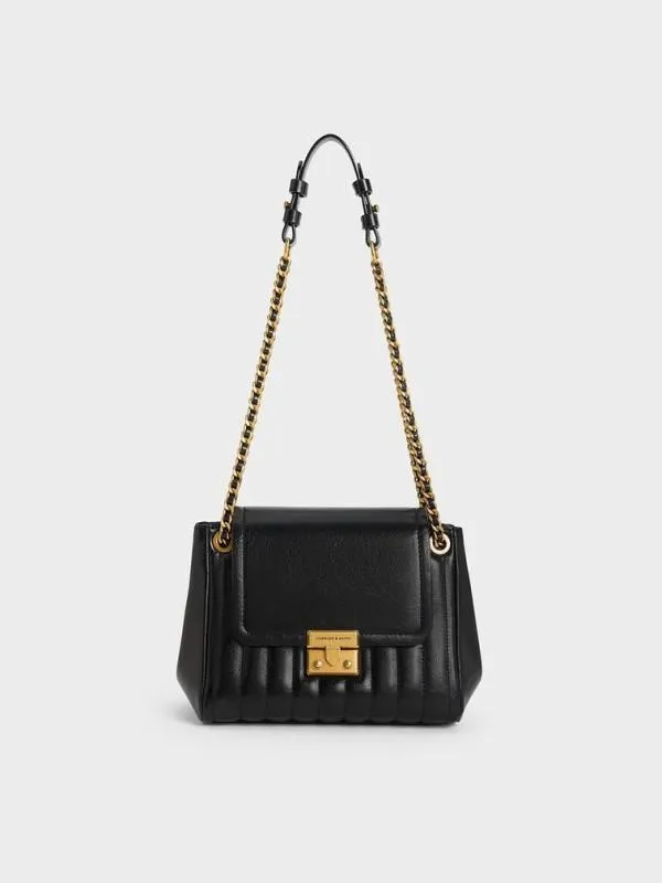 Women Donna CrinkleEffect Shoulder Bag 8211 Black CHARLES and KEITH Shoulder Bags Women Donna CrinkleEffect Shoulder Bag 8211 Black CHARLES and KEITH Shoulder Bags
