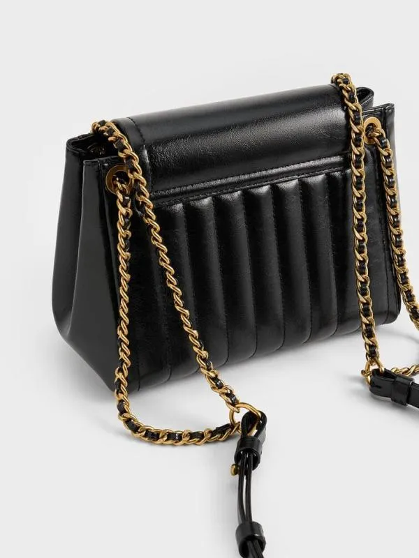 Women Donna CrinkleEffect Shoulder Bag 8211 Black CHARLES and KEITH Shoulder Bags