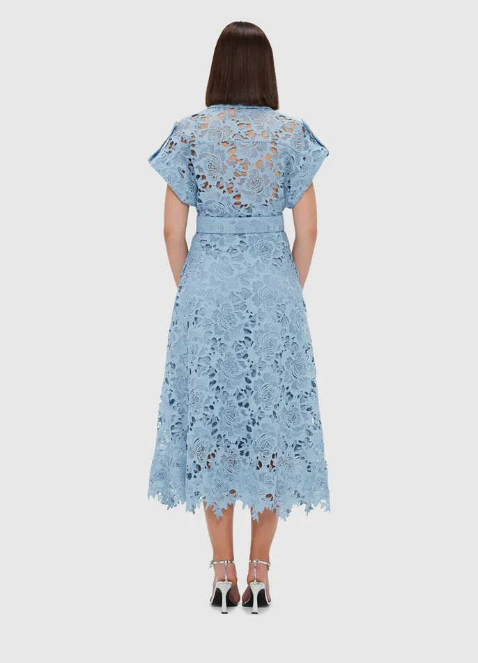 Women Dresses and Jumpsuits LEO LIN Audrey Lace Pocket Shirt Midi Dress 8211 Powder Blue