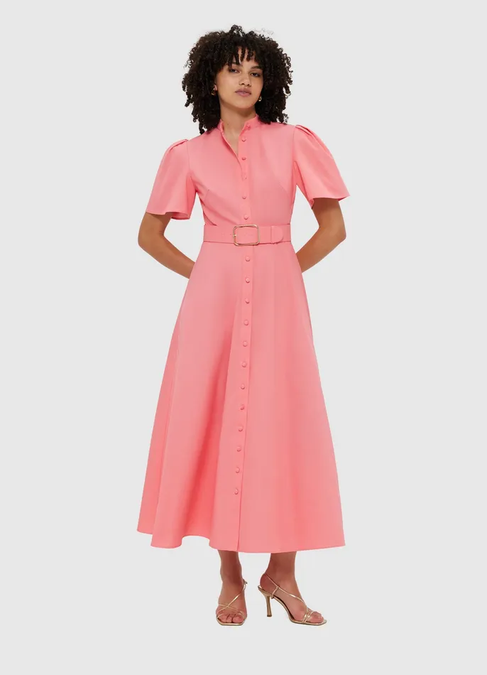 Women Dresses and Jumpsuits LEO LIN Bianca Short Sleeve Midi Dress 8211 Strawberry Pink