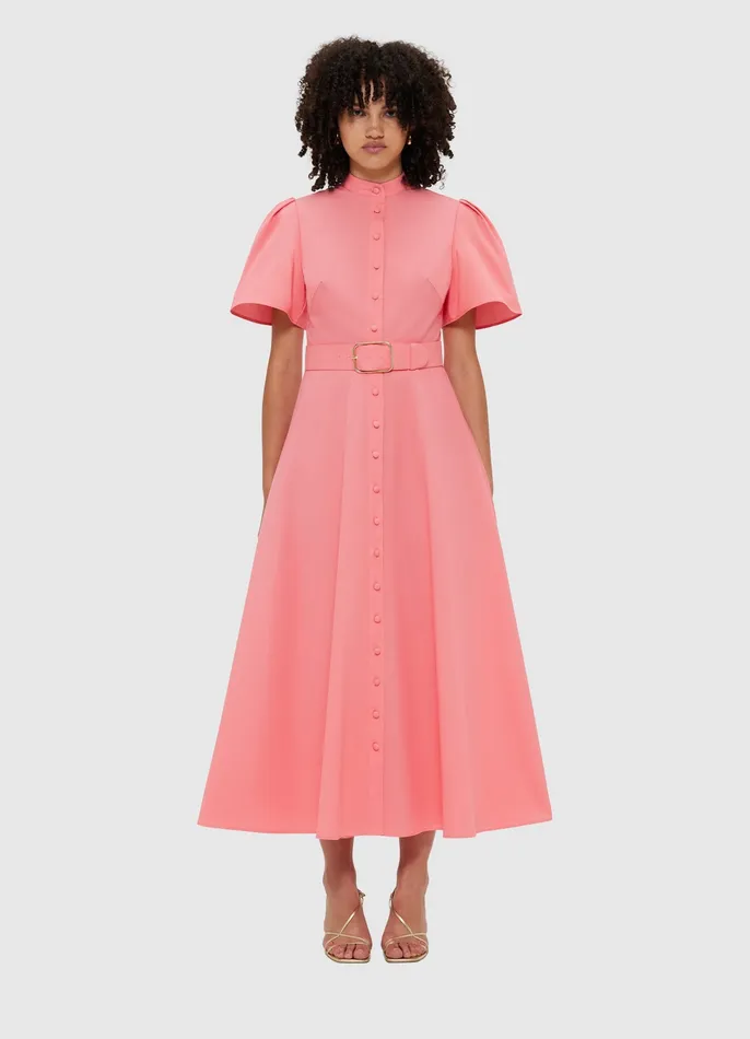 Women Dresses and Jumpsuits LEO LIN Bianca Short Sleeve Midi Dress 8211 Strawberry Pink