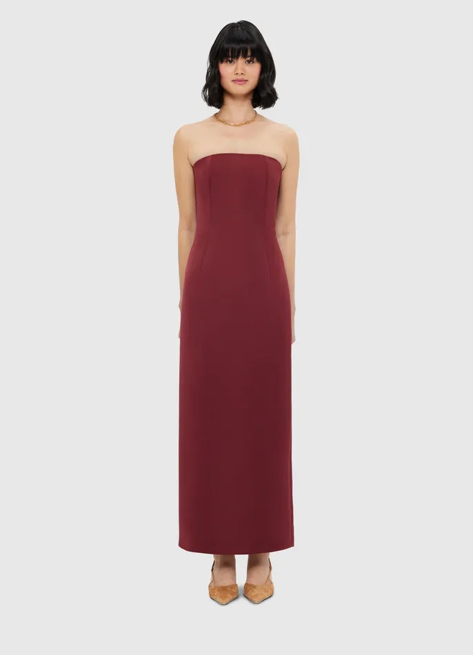 Women Dresses and Jumpsuits LEO LIN Rayna Bustier Maxi Dress 8211 Burgundy