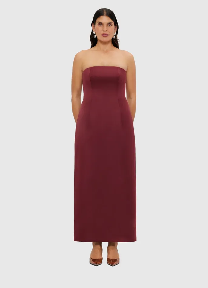 Women Dresses and Jumpsuits LEO LIN Rayna Bustier Maxi Dress 8211 Burgundy