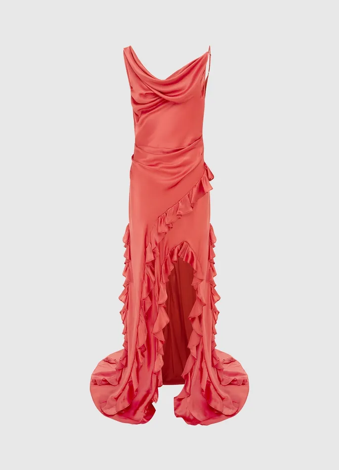 Women Dresses and Jumpsuits LEO LIN Remy Low Back Split Maxi Dress 8211 Mulberry