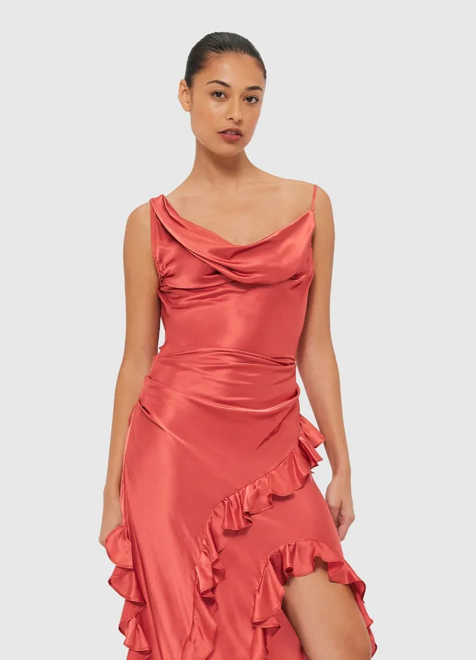 Women Dresses and Jumpsuits LEO LIN Remy Low Back Split Maxi Dress 8211 Mulberry