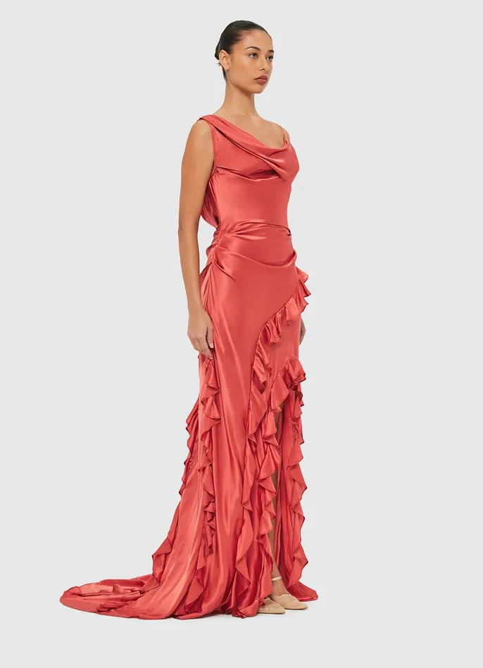 Women Dresses and Jumpsuits LEO LIN Remy Low Back Split Maxi Dress 8211 Mulberry
