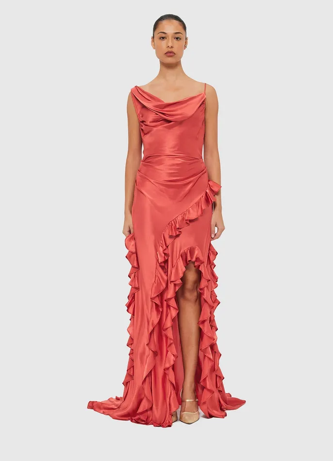 Women Dresses and Jumpsuits LEO LIN Remy Low Back Split Maxi Dress 8211 Mulberry