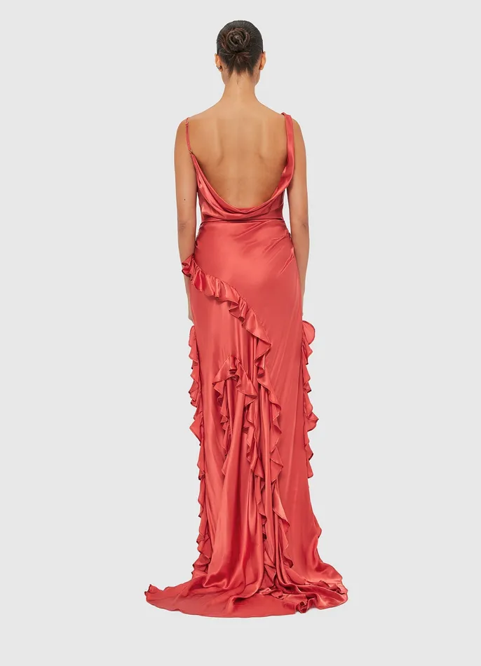 Women Dresses and Jumpsuits LEO LIN Remy Low Back Split Maxi Dress 8211 Mulberry