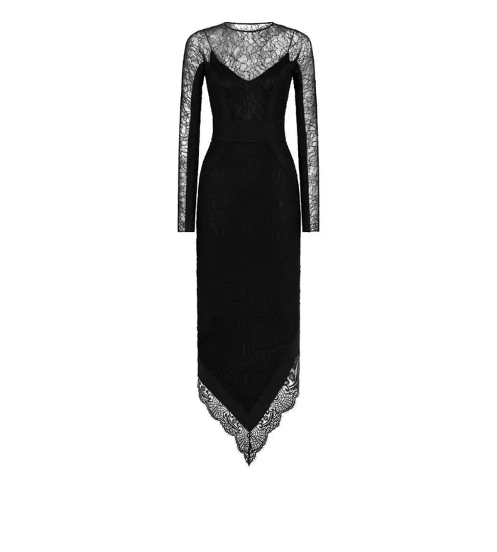 Women Dresses Tom Ford Lace and Silk Cocktail Dress Black
