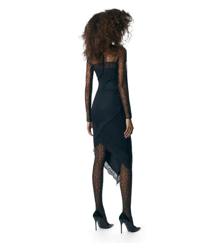Women Dresses Tom Ford Lace and Silk Cocktail Dress Black