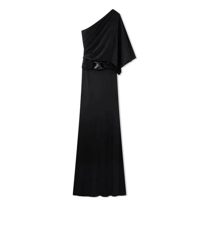 Women Dresses Tom Ford Slick Jersey One Shoulder Evening Dress Black