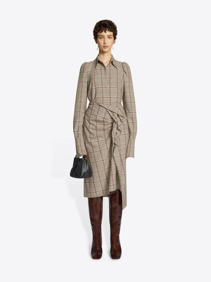 Women Dries Van Noten Skirts Draped Checked Skirt