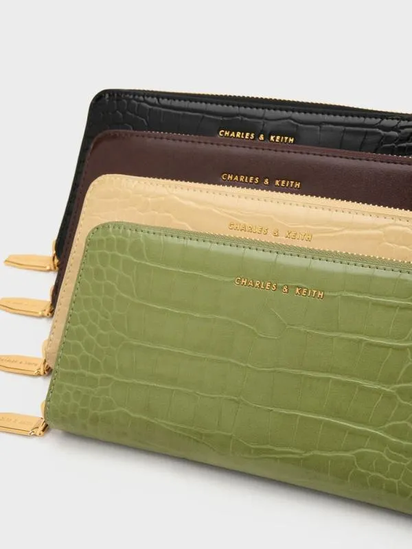 Women Dulcie CrocEffect ZipAround Long Wallet 8211 Beige CHARLES and KEITH Long Wallets Women Dulcie CrocEffect ZipAround Long Wallet 8211 Beige CHARLES and KEITH Long Wallets