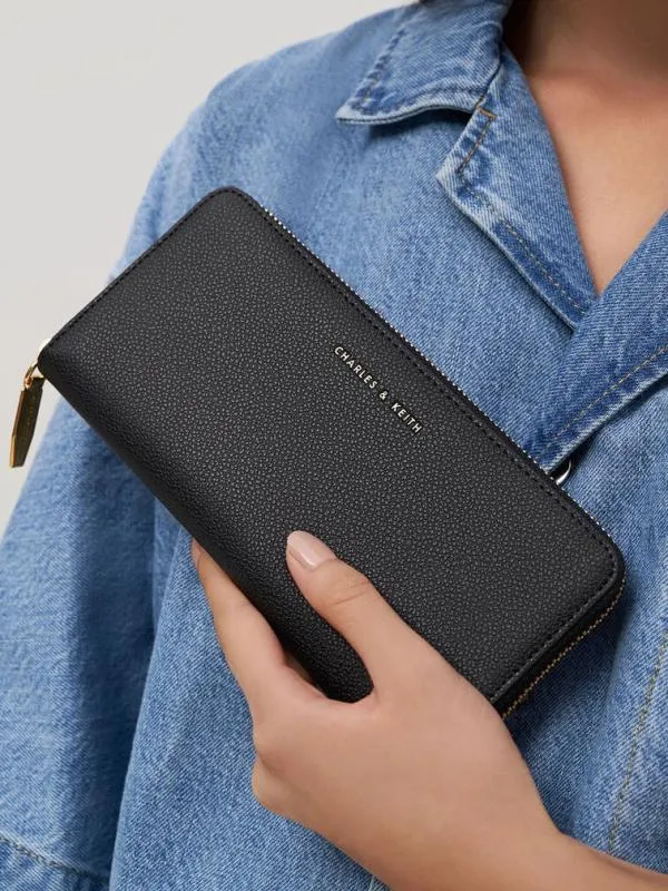Women Dulcie ZipAround Long Wallet 8211 Black CHARLES and KEITH Long Wallets