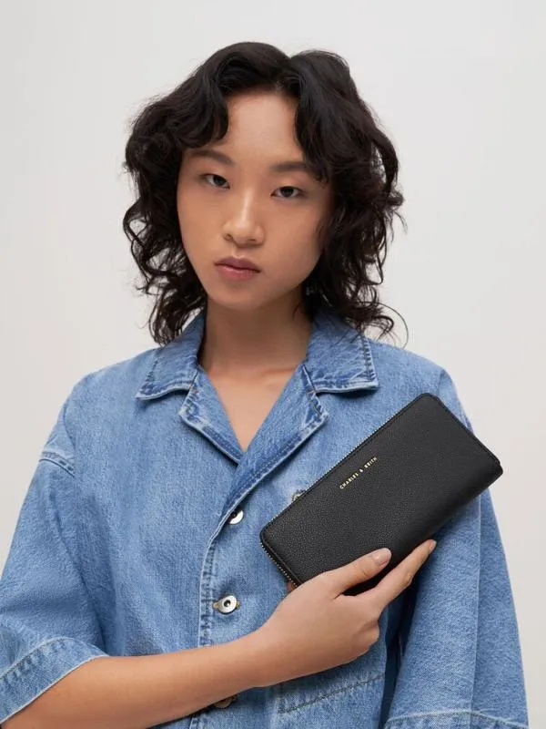 Women Dulcie ZipAround Long Wallet 8211 Black CHARLES and KEITH Long Wallets