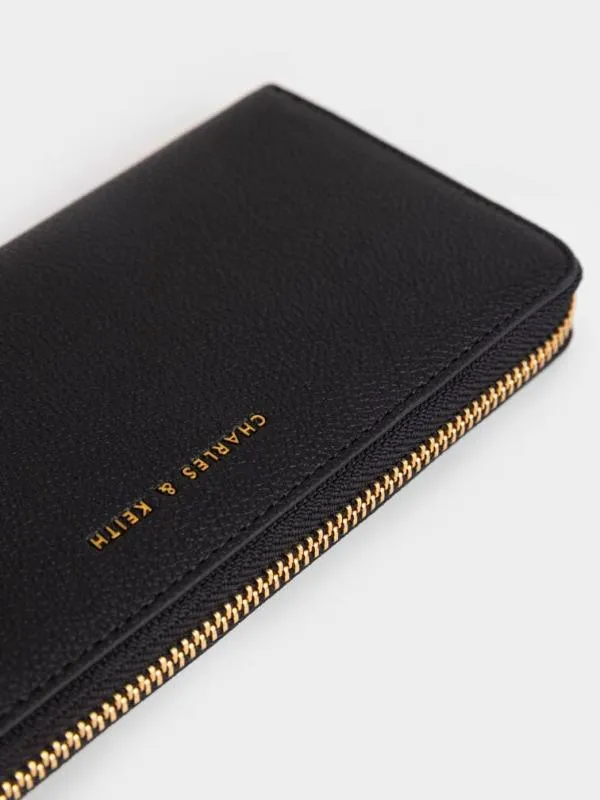 Women Dulcie ZipAround Long Wallet 8211 Black CHARLES and KEITH Long Wallets