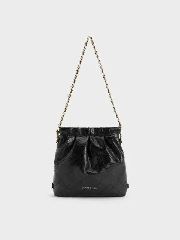 Women Duo ChainHandle TwoWay Backpack 8211 Black CHARLES and KEITH Slouchy Bags Women Duo ChainHandle TwoWay Backpack 8211 Black CHARLES and KEITH Slouchy Bags