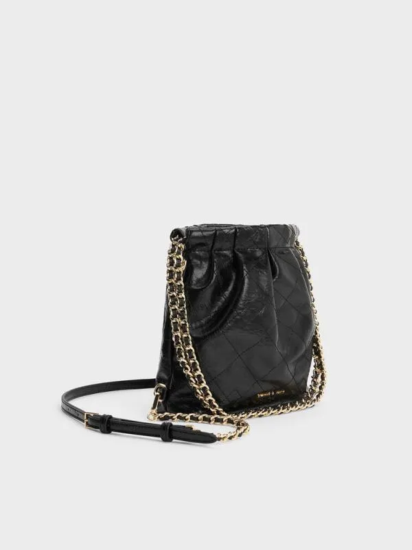 Women Duo ChainHandle TwoWay Backpack 8211 Black CHARLES and KEITH Slouchy Bags