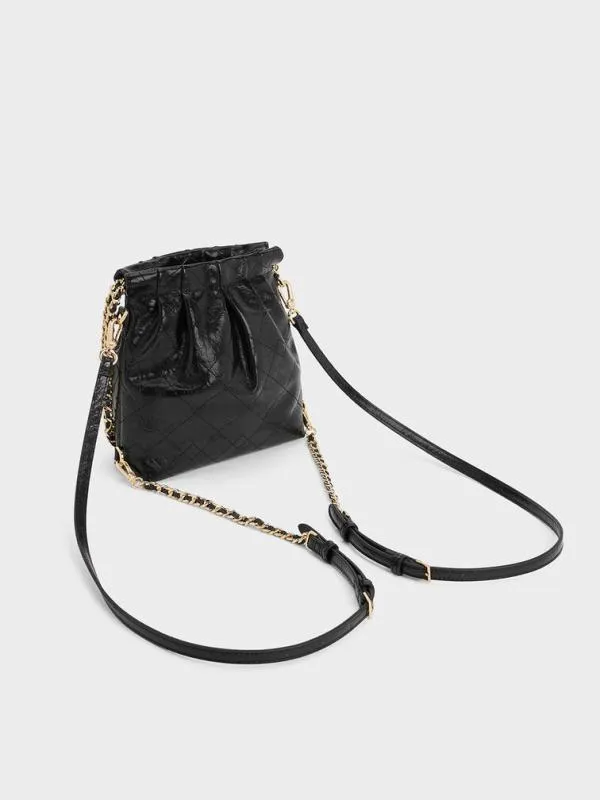 Women Duo ChainHandle TwoWay Backpack 8211 Black CHARLES and KEITH Slouchy Bags