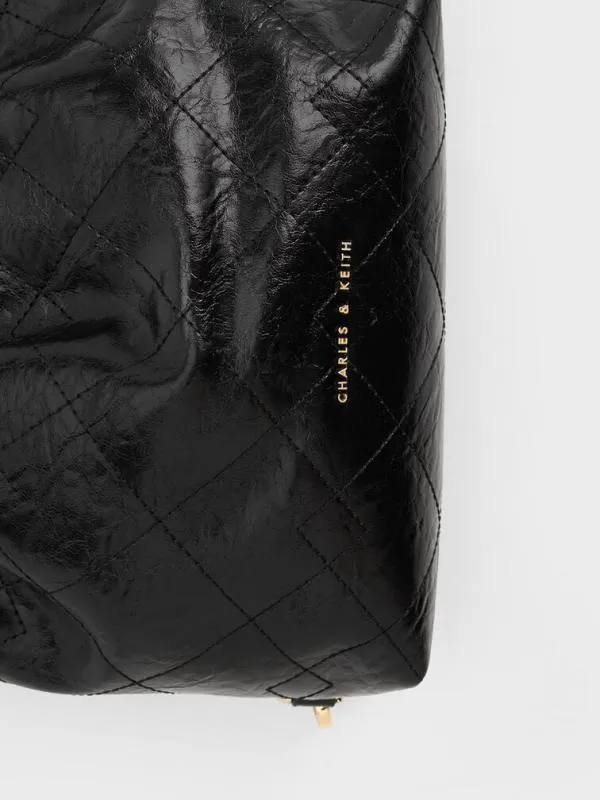 Women Duo ChainHandle TwoWay Backpack 8211 Black CHARLES and KEITH Slouchy Bags